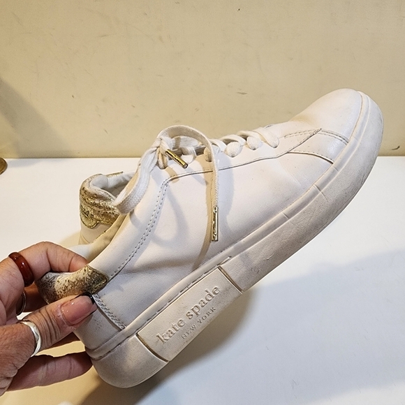 Kate Spade  ♠️ New York women's White Leather Casual lace-up Sneaker 9B - Picture 9 of 14